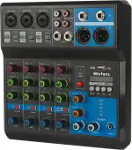 Mini-Audio-DJ-Mixer Soundboard-Konsolensystem, 5-Kanal-48-V-Phantomspeisung mit Bluetooth-USB-MP3...
