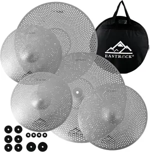EASTROCK Low Volume Becken Pack Mute Becken Set 5 Stück, 14"hi-hat+16" crash+18"