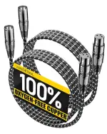 XLR Kabel 2m 2 Stücke, XLR Stecker auf Buchse Kabel, 3 Polig symmetrisches XLR Mikrofonkabel, aus sauerstofffreiem Kupfer (OFC), Nylongeflecht, für Studioaufnahme und Heimstudio