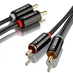 SEBSON Cinch Audio Kabel 0,5m, 2 zu 2 Cinch Stecker RCA, AUX Audio Kabel für Ste