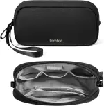 tomtoc Elektronik Organizer Tasche, Wasserresistent EDC Zubehör Kabeltasche, Tragbar Kabelorganizer Tech Pouch Bag für Handy Netzteil, Ladekabel, Ladestecker, Powerbank, Festplatte, Schwarz