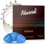 HAVENDI® Gitarrensaiten I Gitarrensaiten Westerngitarre für brillante Klangqualität I Langlebige Stahl Saiten mit Phosphor Bronze Ummantelung inkl. 3 Plektren