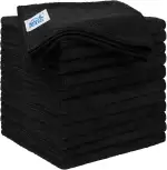 HOMEXCEL Schwarz Mikrofasertücher 12 Stück, Wiederverwendbare Küchen-Mikrofaser-Reinigungstücher, Lappen Putztücher Geschirrtücher, Fusselfreie Waschbare für Zuhause, Fenster, Auto 32 x 32 cm