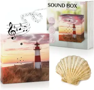 Nordstern Sound Box mit Meeresrauschen für Entspannung und Ruhe - Musikbox mit Bewegungssensor & Lautstärkeregler - 12 x 12 cm