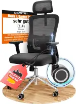 CLOUVOU BrightSeat Bürostuhl Ergonomisch [TESTSIEGER] Schreibtischstuhl 100% individuell einstellbar | Büro Stuhl & Gaming Stuhl | Computerstuhl Home Office Chair Ergonomic | Drehstuhl 150 kg