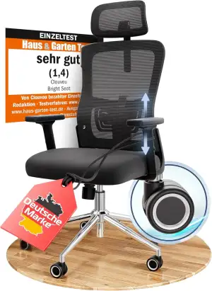 CLOUVOU BrightSeat Bürostuhl Ergonomisch [TESTSIEGER] Schreibtischstuhl 100% ind