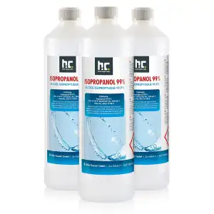 Isopropanol 99,9% IPA von Höfer Chemie frisch abgefüllt in handliche 1 L Flaschen - perfekt als Lösungsmittel und Fettlöser geeignet (3 x 1 L)