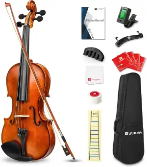 Vangoa 4/4 Violine Massivholz Geige Anfänger Akustische Violin Set für Erwachsen