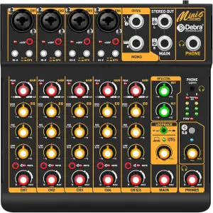 Mini6 Professioneller 6-Kanal Audio Mixer Mischpult mit Bluetooth 5.0, USB-Inter