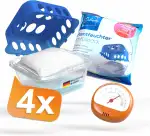 Delmara 4x Luftentfeuchter Set inkl. 1x Hygrometer – Raumentfeuchter ohne Strom mit 4x 400g Granu...