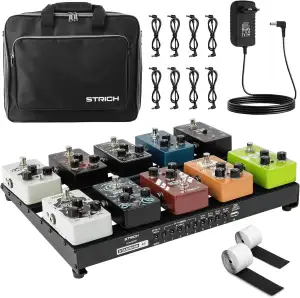 STRICH Gitarre Pedalboard mit integriertem Netzteil, Pedalbrett 15 x 11" 2,17 LB