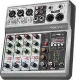 Aveek Professioneller Audio-Mixer, Soundboard-Mischpult mit 5-Kanal-Digital-USB-Bluetooth-Hall-Delay-Effekt, Eingang 48 V Phantomspeisung, Stereo-DJ-Mixer für Aufnahmen, Live-Streaming, Podcasting