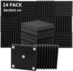 Akustikschaumstoff, 24 Stück Akustikpaneele, 30x30x5cm, Hochdichte Schallabsorbe