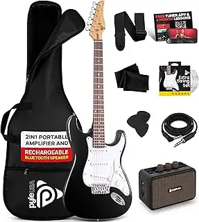 Pyle E-Gitarre Set Anfänger, ST-Gitarrenset mit 5W Verstärker, Gigbag, Gurt und 
