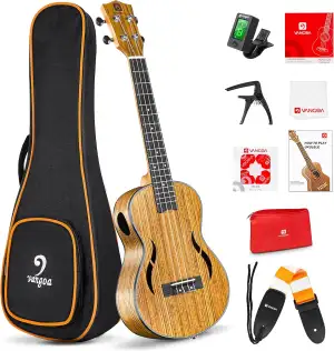 Vangoa Tenor Ukulele 26 Zoll Walnussholz Hawaii Akustik Ukulelen Einsteiger Set 